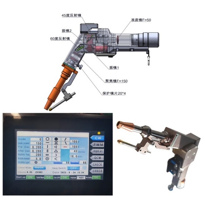 Testa di saldatura laser a doppia oscillazione portatile con lenti riflettenti a 60° e 45°